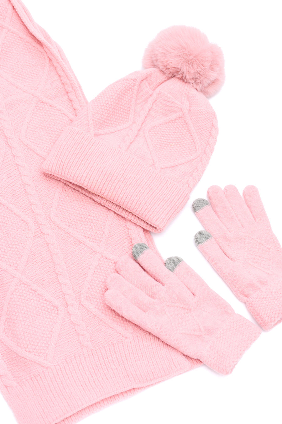 Frost Beanie, Glove, and Scarf Set in Pink