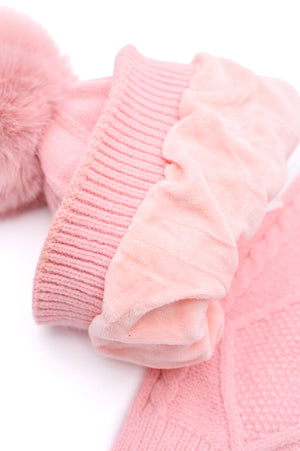 Frost Beanie, Glove, and Scarf Set in Pink