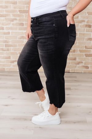 Ryan High Rise Button Fly Wide Leg Crop Jeans by Judy  Blue