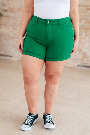 Jenna High Rise Control Top Shorts by Judy Blue in Green