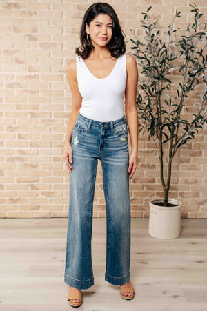 Katrina High Waist Distressed Denim Trousers by Judy Blue