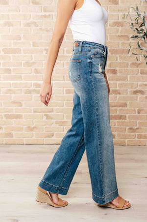 Katrina High Waist Distressed Denim Trousers by Judy Blue