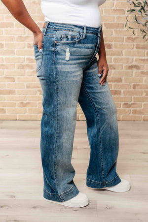 Katrina High Waist Distressed Denim Trousers by Judy Blue