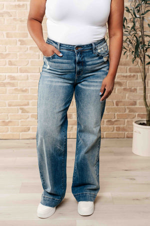 Katrina High Waist Distressed Denim Trousers by Judy Blue