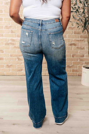 Katrina High Waist Distressed Denim Trousers by Judy Blue