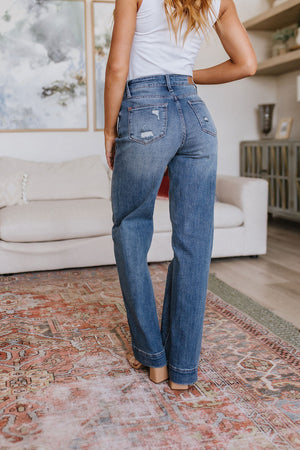 Katrina High Waist Distressed Denim Trousers by Judy Blue