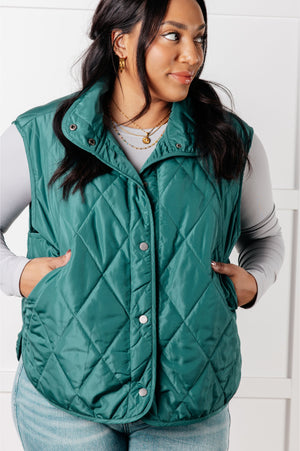 Layering Queen Quilted Puffer Vest in Hunter Green