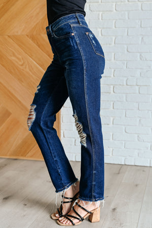 Montana High Rise Distressed Straight Jeans by Judy  Blue