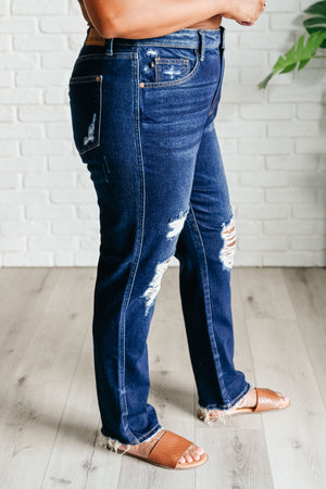 Montana High Rise Distressed Straight Jeans by Judy  Blue