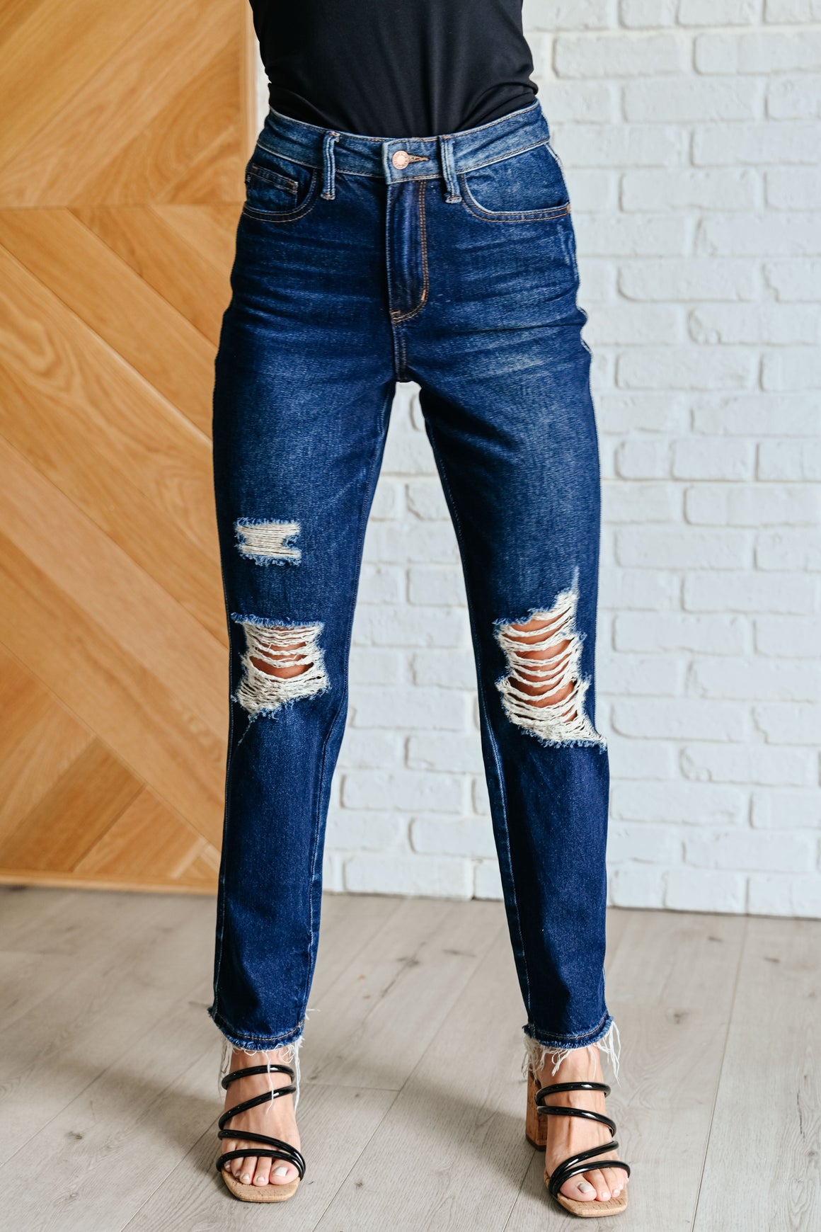 Montana High Rise Distressed Straight Jeans by Judy  Blue