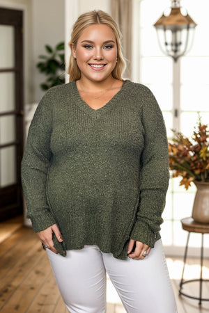 Olive Delight Popcorn Sweater