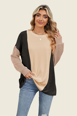 On The Contrast Long Sleeve Top