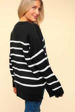 Sassy In Stripes Side Slit Sweater