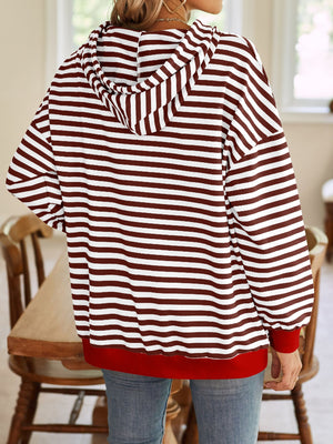 Darling Drawstring Striped Hoodie