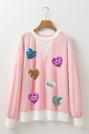 Conversation Sequin Hearts Sweatshirt