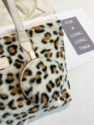 Wild Side Faux Fur Tote Bag with Coin Purse