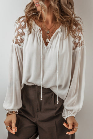 Look At Your Lace Tie Neck Blouse