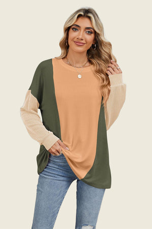 On The Contrast Long Sleeve Top