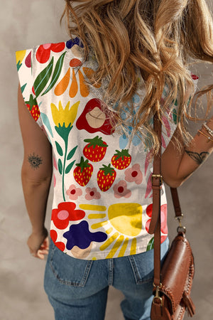 Strawberry Fields Cap Sleeve Top