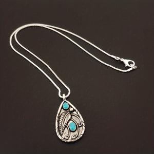 Follow The Feather Teardrop Pendant Necklace