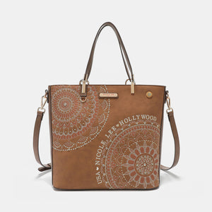 Metallic Mandala Embroidered Rhinestone Tote Bag