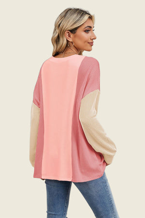 On The Contrast Long Sleeve Top