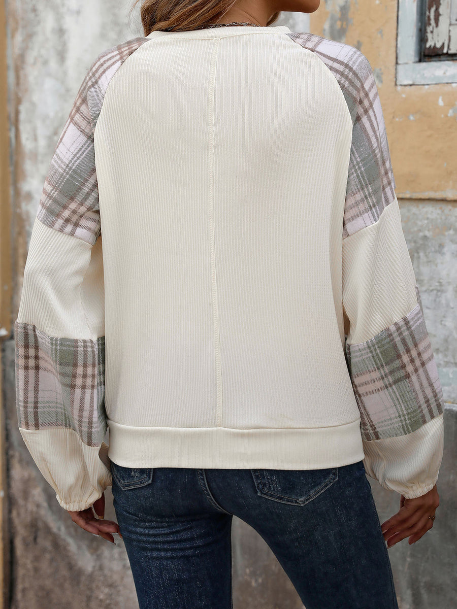 Plaid  Long Sleeve Sweatshirt