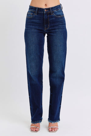 Gina Raw Hem Straight Leg Jeans by Judy Blue