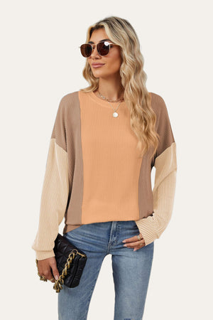 On The Contrast Long Sleeve Top