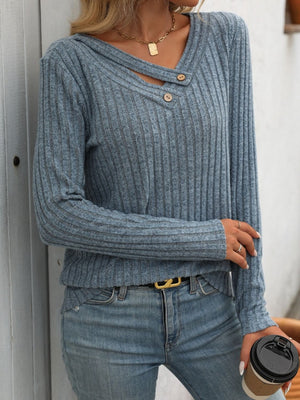 Crossover Ribbed Top