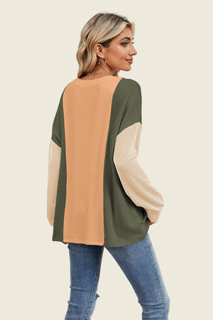 On The Contrast Long Sleeve Top