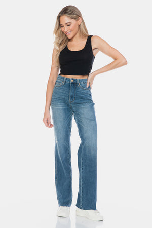 Dana Tummy Control Cut Raw Hem Straight Jeans by Judy Blue