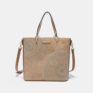 Metallic Mandala Embroidered Rhinestone Tote Bag