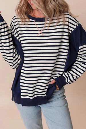 Next Up Navy Striped Sweatshirt