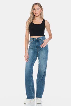 Dana Tummy Control Cut Raw Hem Straight Jeans by Judy Blue