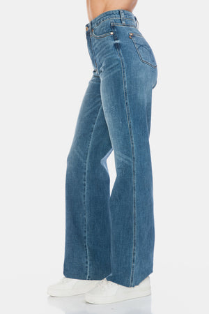 Dana Tummy Control Cut Raw Hem Straight Jeans by Judy Blue