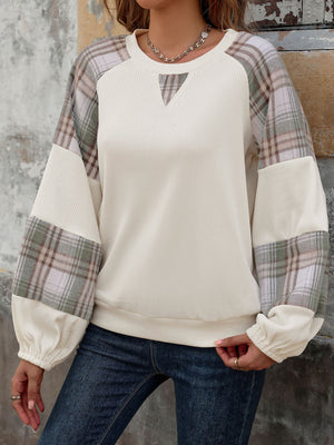 Plaid  Long Sleeve Sweatshirt