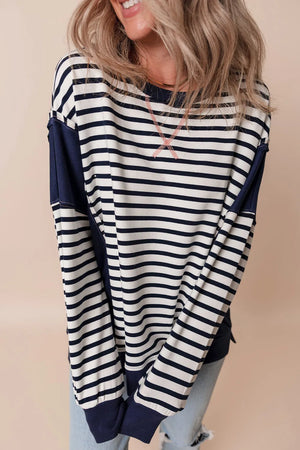 Next Up Navy Striped Sweatshirt