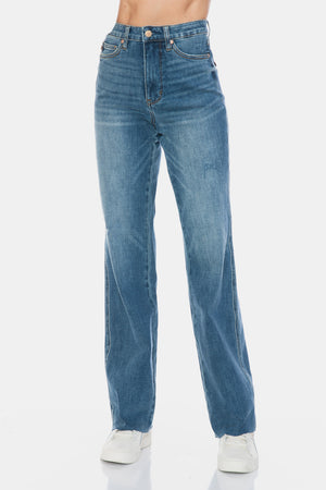 Dana Tummy Control Cut Raw Hem Straight Jeans by Judy Blue