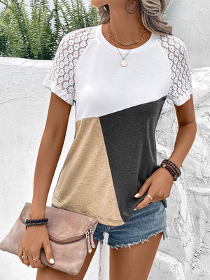 Ivy Lane Color Block Raglan Sleeve Round Neck Tee