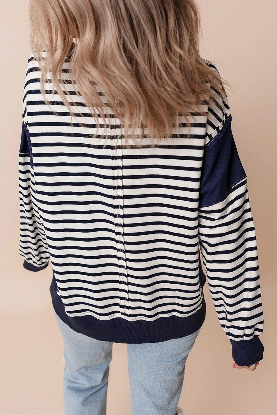 Next Up Navy Striped Sweatshirt