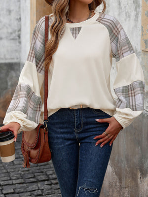 Plaid  Long Sleeve Sweatshirt