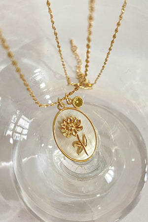 Birthday Flower Shell Pendant Necklace