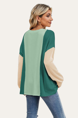 On The Contrast Long Sleeve Top