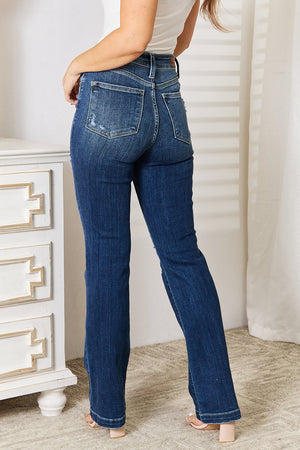 Maude Mid Rise Hand Sand & Destroy Bootcut Jeans by Judy Blue