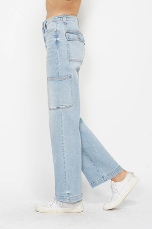 Melissa High Waist Straight Cargo Jeans by Judy  Bolue