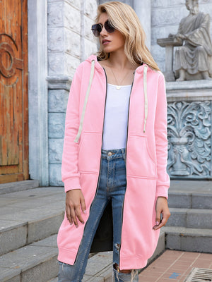 Loving Life Longline Hoodie Cardigan with Pockets