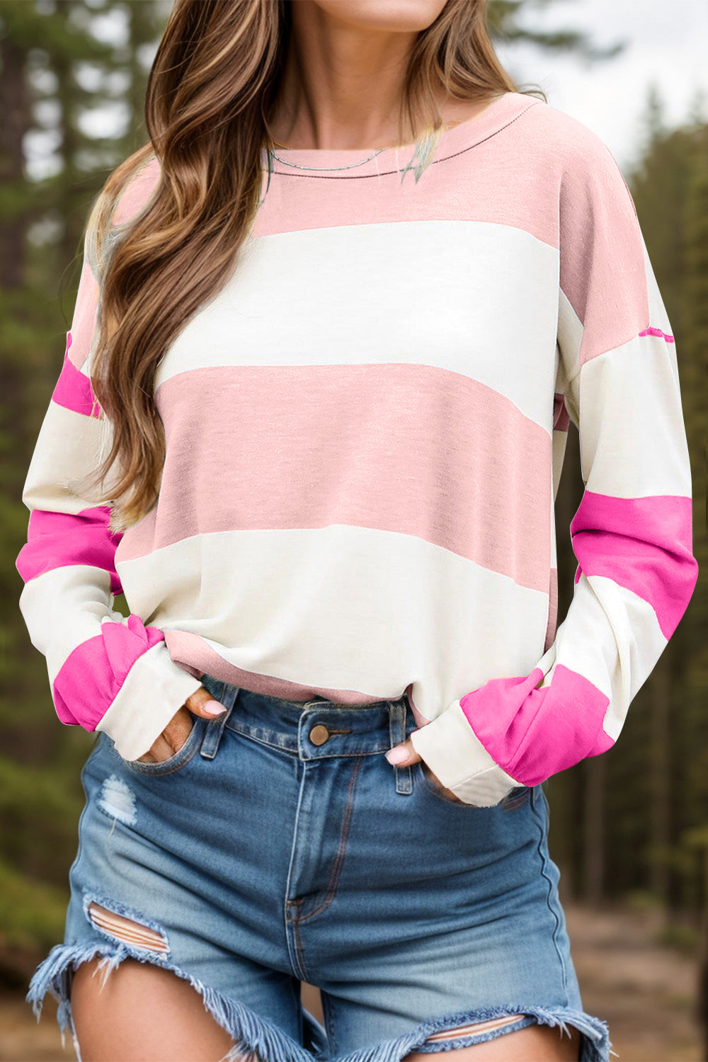 Color Contrast Long Sleeve Top