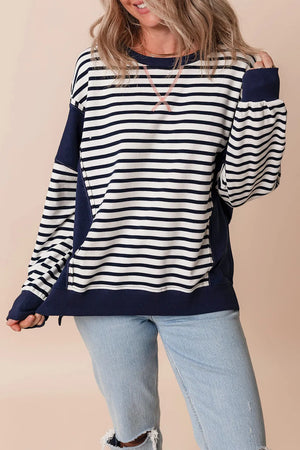 Next Up Navy Striped Sweatshirt