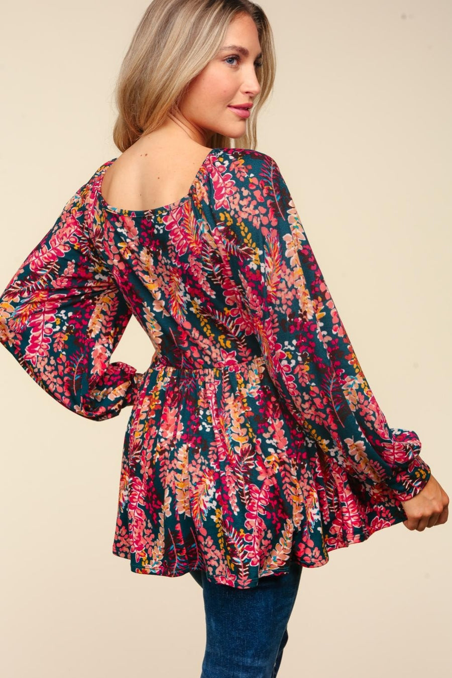 Fall Florals Square Neck Blouse